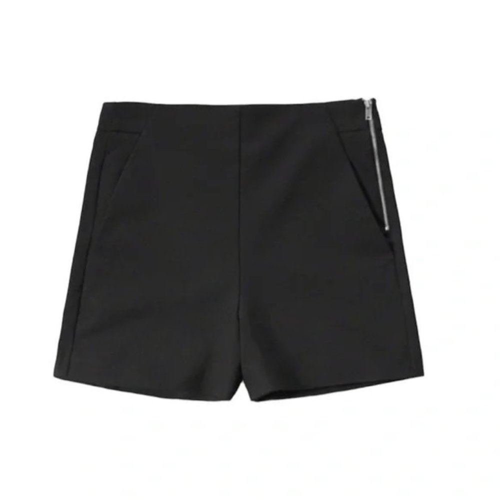 Zara Woman High Rise Shorts with Side Zipper Size 26/S, NWT